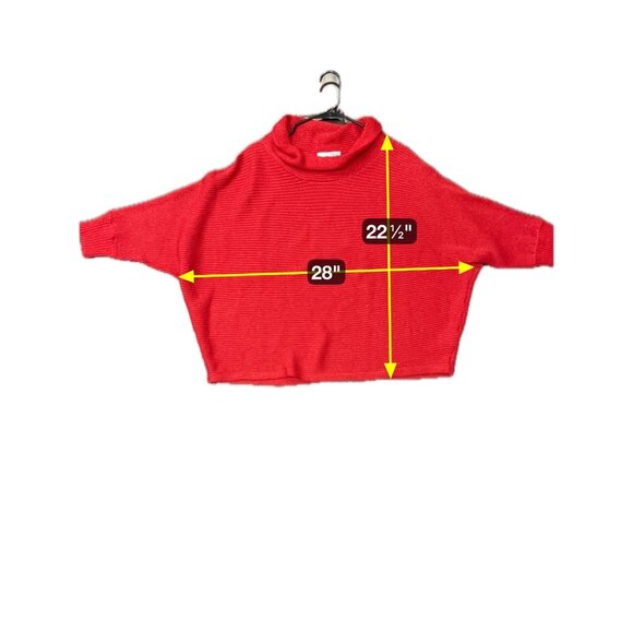 RXB Metallic Cowl Neck Pullover Sweater Red Sz Large Dolman Sleeve Cozy Knit - Picture 7 of 9